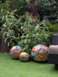 Talavera Garden Spheres: Handmade Mexican Yard Art Decor, Set of 3 from luv2brd.com