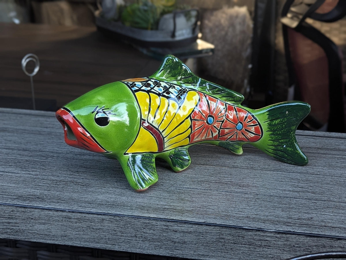 Talavera Koi Fish Sculpture | Handmade Ceramic Garden Statue  | Mexican Pottery Gift