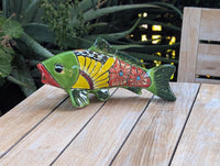 Talavera Koi Fish Sculpture | Handmade Ceramic Garden Statue  | Mexican Pottery Gift
