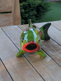 Talavera Koi Fish Sculpture | Handmade Ceramic Garden Statue  | Mexican Pottery Gift