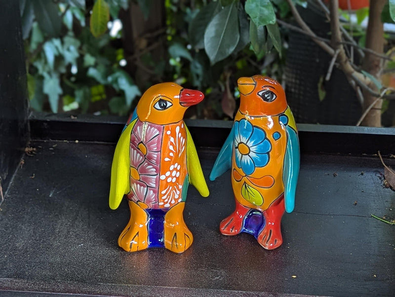 Talavera Penguin Figurines | Hand-Painted Mexican Folk Art