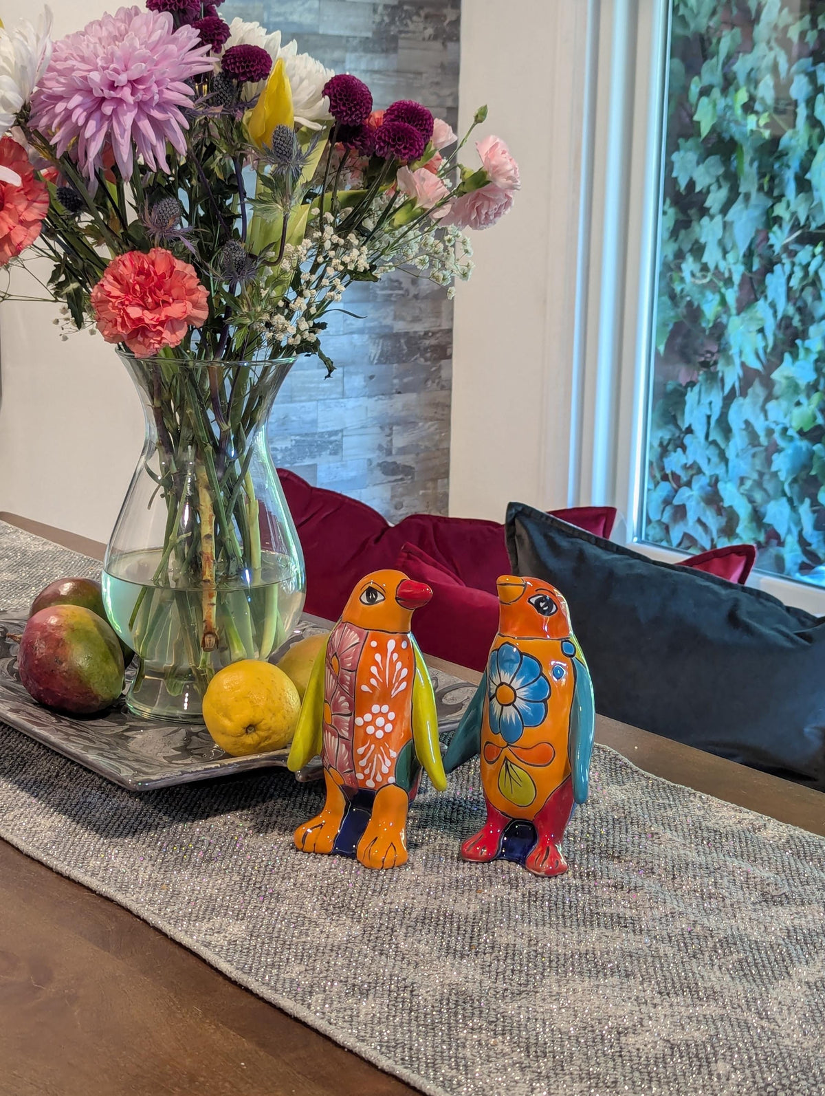 Talavera Penguin Figurines | Hand-Painted Mexican Folk Art