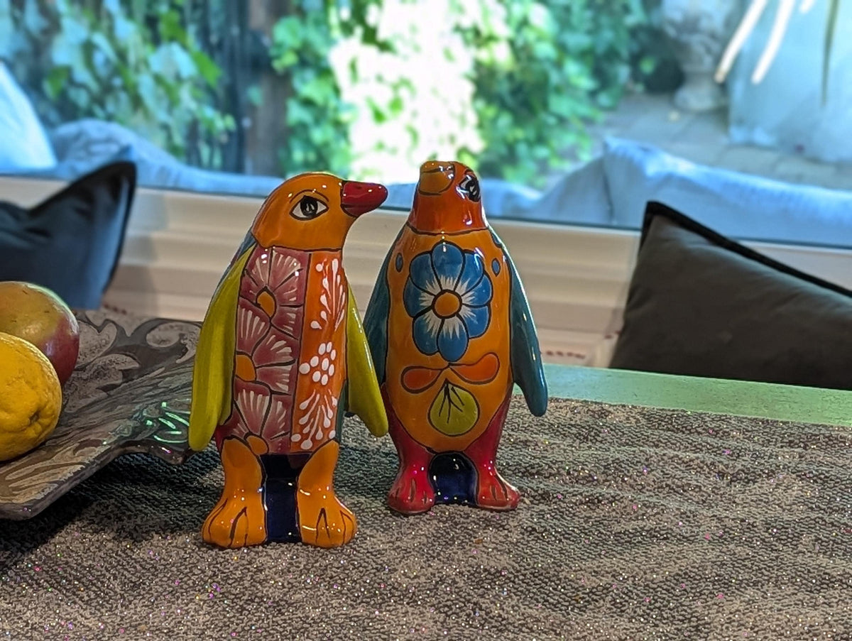 Talavera Penguin Figurines | Hand-Painted Mexican Folk Art