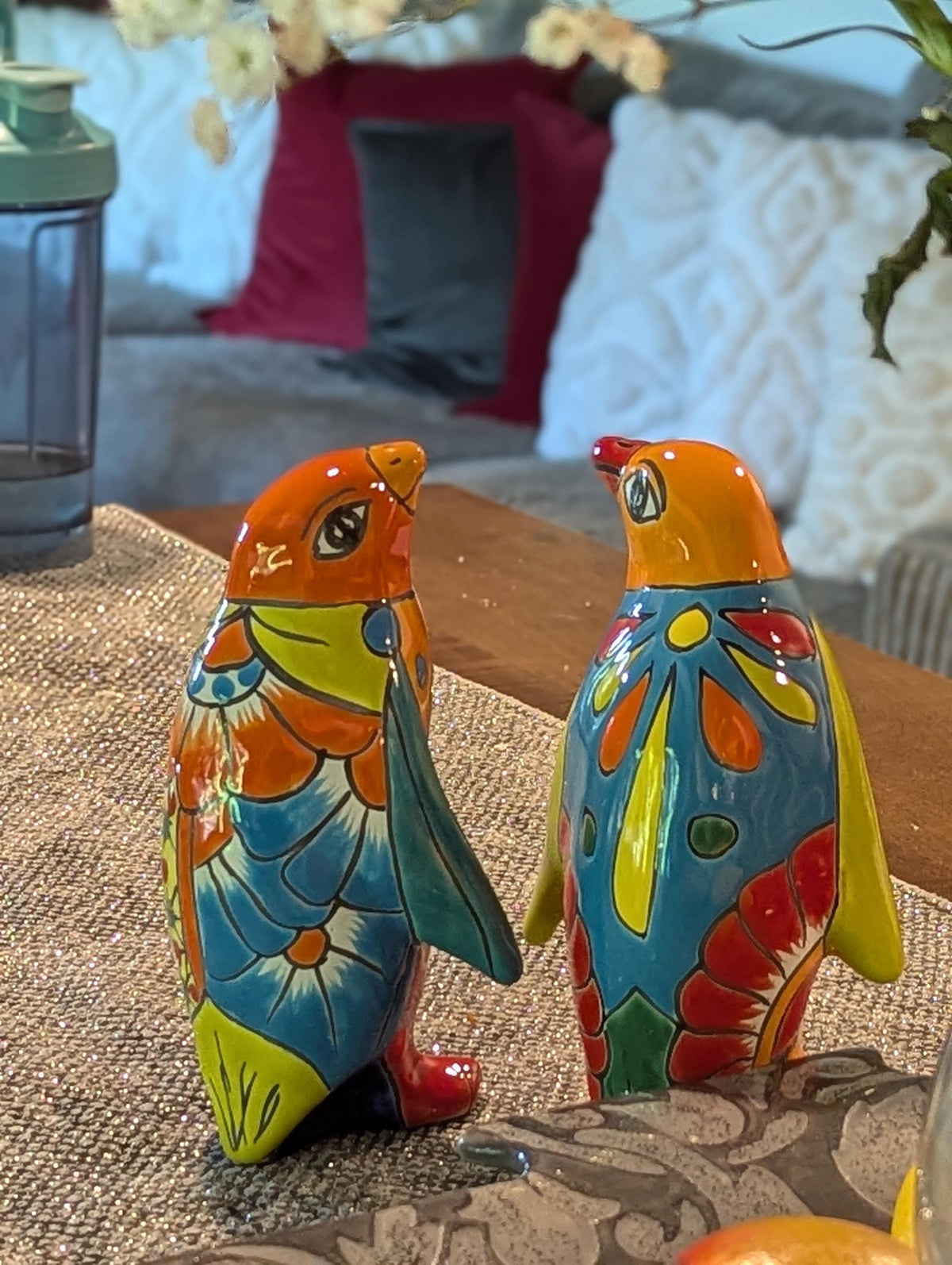 Talavera Penguin Figurines | Hand-Painted Mexican Folk Art