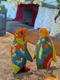 Talavera Penguin Figurines | Hand-Painted Mexican Folk Art