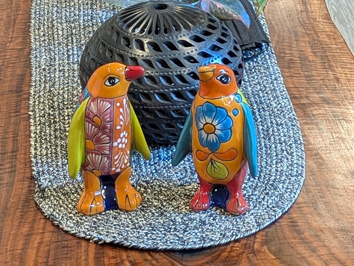 Talavera Penguin Figurines | Hand-Painted Mexican Folk Art