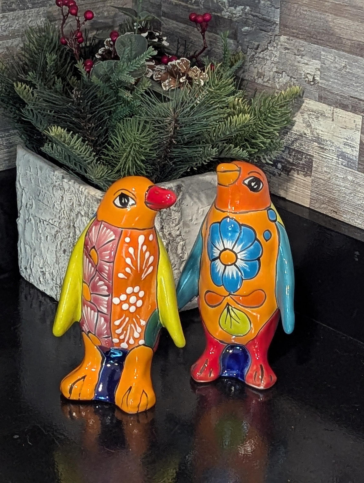 Talavera Penguin Figurines | Hand-Painted Mexican Folk Art