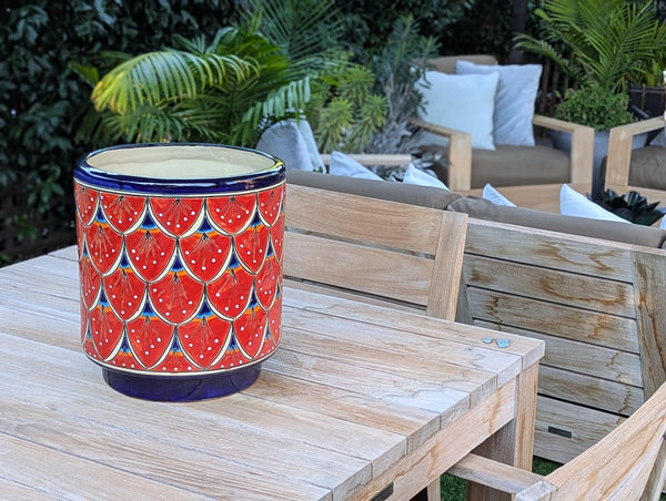 Talavera Planter | Watermelon Slices is 14" Handmade Ceramic Mexican Pottery