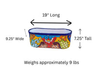 Talavera Pottery Oval Planter | Hand Painted Mexican Ceramic Flower Pot | Indoor Windowsill Box