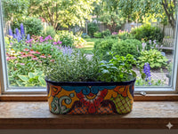 Talavera Pottery Oval Planter | Hand Painted Mexican Ceramic Flower Pot | Indoor Windowsill Box