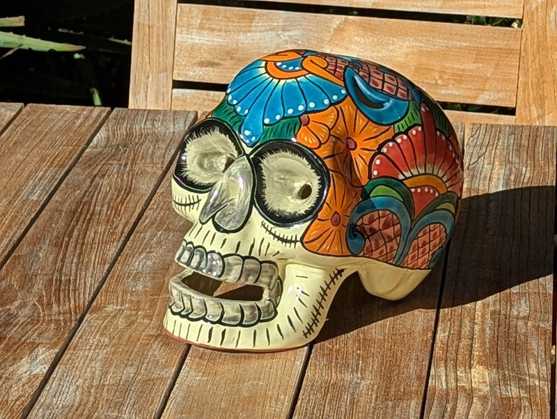 Talavera Skull | Hand Painted Ceramic Halloween Decor & Mexican Pottery