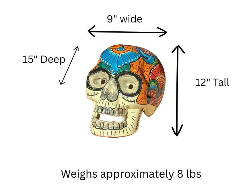 Talavera Skull | Hand Painted Ceramic Halloween Decor & Mexican Pottery