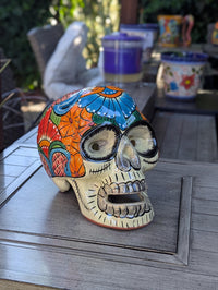 Talavera Skull | Hand Painted Ceramic Halloween Decor & Mexican Pottery