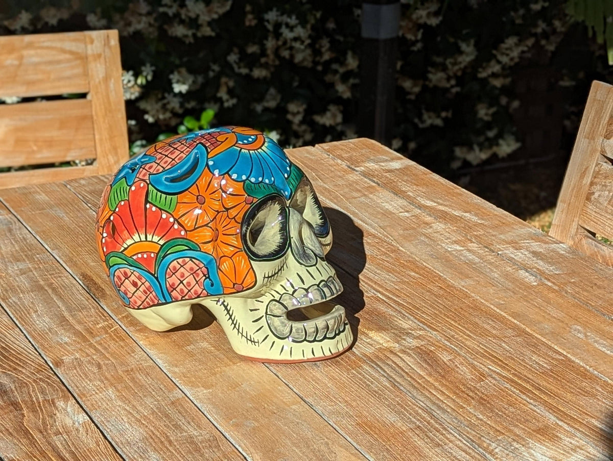 Talavera Skull | Hand Painted Ceramic Halloween Decor & Mexican Pottery
