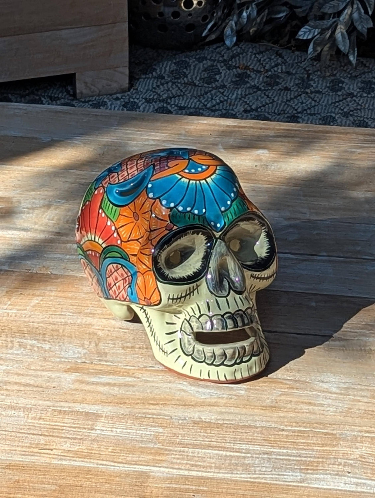 Talavera Skull | Hand Painted Ceramic Halloween Decor & Mexican Pottery