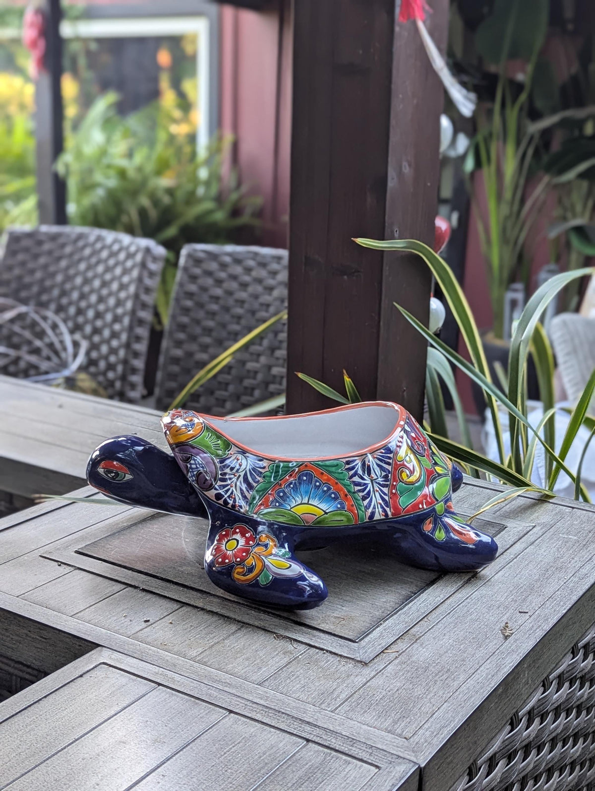 Talavera Turtle Planter | Handmade Mexican Pottery Flower Pot | Garden Decoration