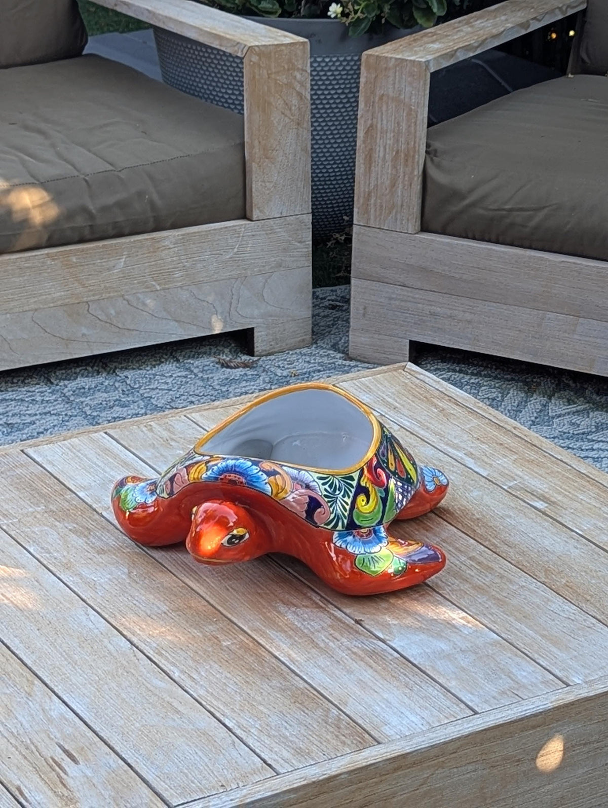 Talavera Turtle Planter | Handmade Mexican Pottery  | Ceramic Flower Pot Garden Gift