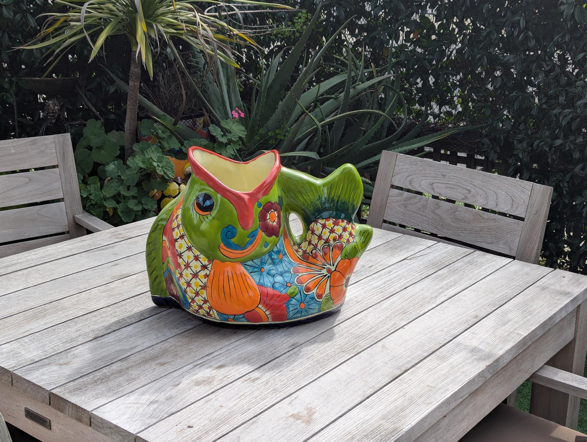 Talavera Whale | Hand-Painted Mexican Ceramic Talavera Pottery Garden Decor