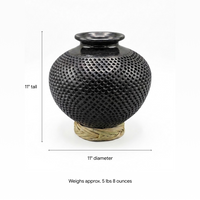 Decorative Centerpiece or Stunning Dried Flower Vase | Black Pottery Home Decor Handmade Mexican Pottery of San Bartolo, Oaxaca Indoor Decor