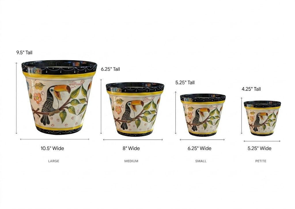 Toucan Flower Pot  | Hand-painted Mexican Ceramic Animal Planter Pot  | Bird Lover Gifts