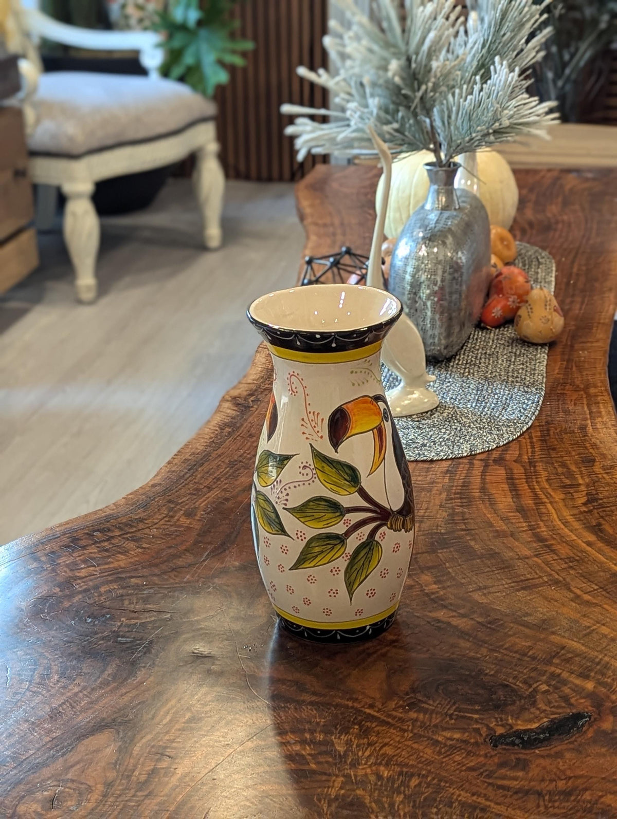 Toucan Vase | Handmade Mexican Talavera Pottery, Floral Home Decor