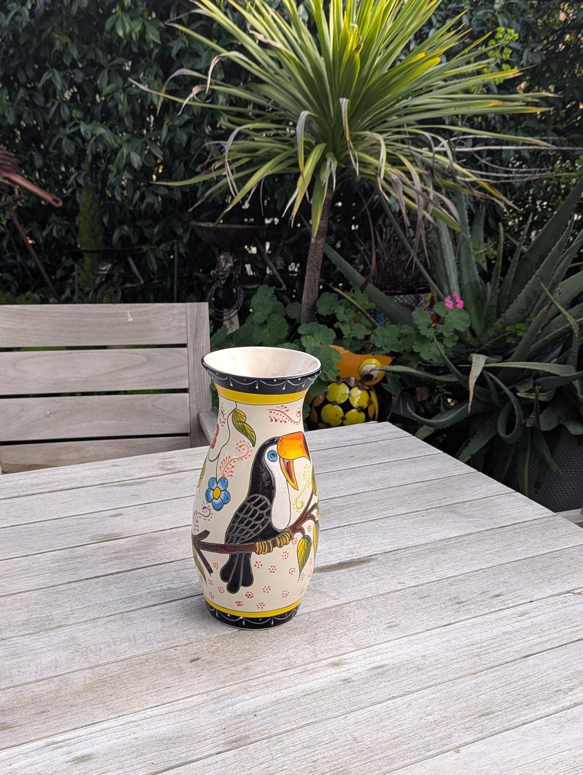 Toucan Vase | Handmade Mexican Talavera Pottery, Floral Home Decor