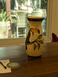 Toucan Vase | Handmade Mexican Talavera Pottery, Floral Home Decor