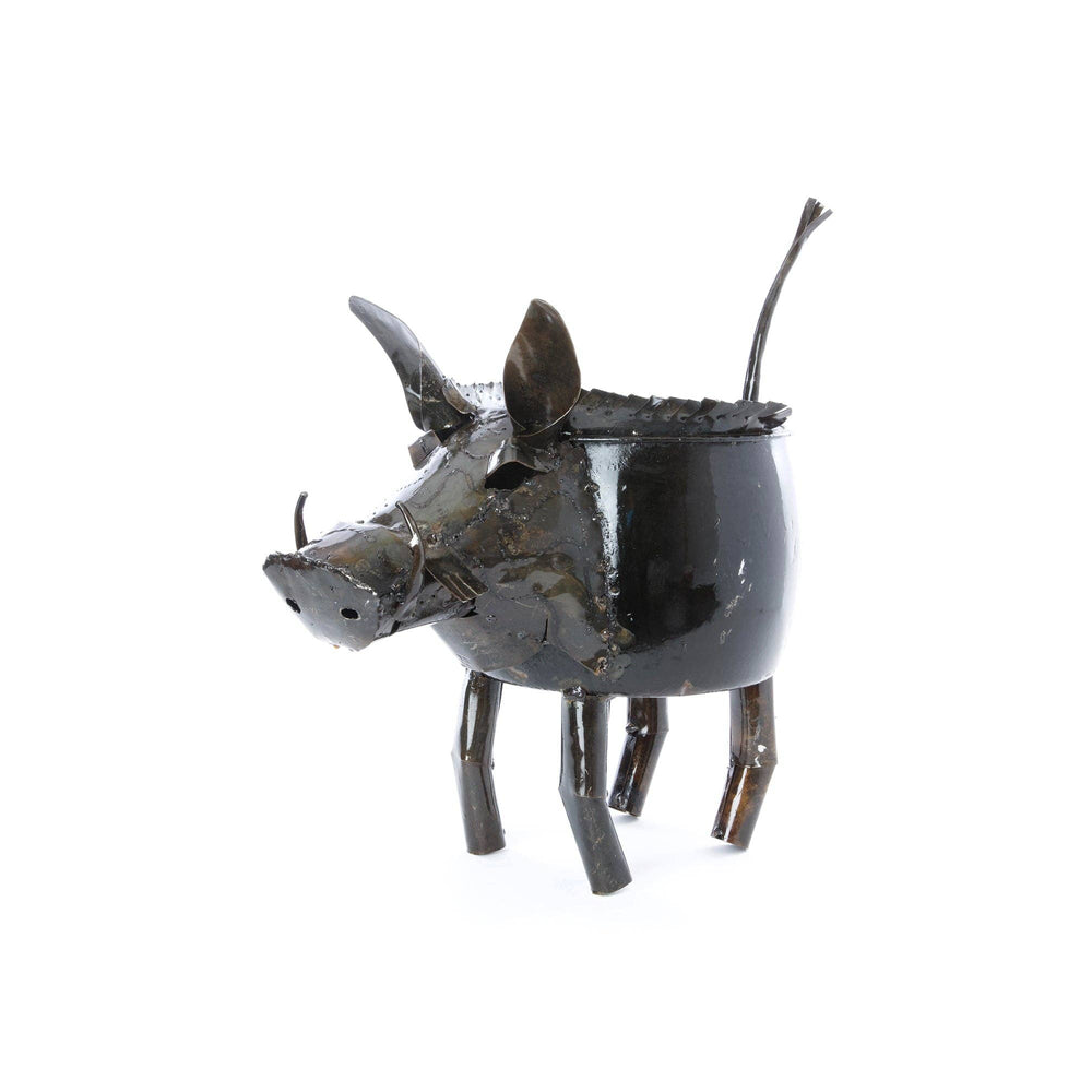 Warthog Planters from Zimbabwe, Made of Recycled African Cooking Pots, Housewarming Gift for Her