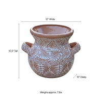 White Sunburst Flower Pot | 10.5" Handmade Mexican Planter