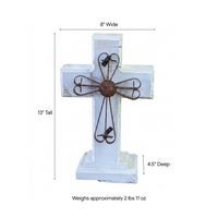 White Wooden Cross Decor & Mexican Art | Decorative Cross is Indoor Home Decor Handmade by Skilled Craftsman in Mexico