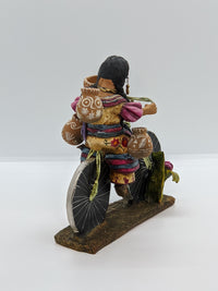 Woman on Bicycle, Handcrafted Mexican Folk Art in Clay from Oaxaca