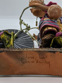 Woman on Bicycle, Handcrafted Mexican Folk Art in Clay from Oaxaca