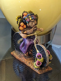Woman on Bicycle, Handcrafted Mexican Folk Art from Oaxaca