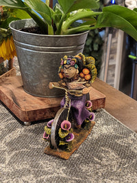 Woman on Bicycle, Handcrafted Mexican Folk Art from Oaxaca