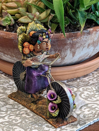Woman on Bicycle, Handcrafted Mexican Folk Art from Oaxaca