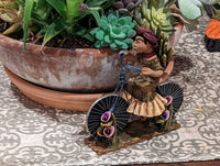 Woman on Bicycle, Handcrafted Mexican Folk Art in Clay from Oaxaca