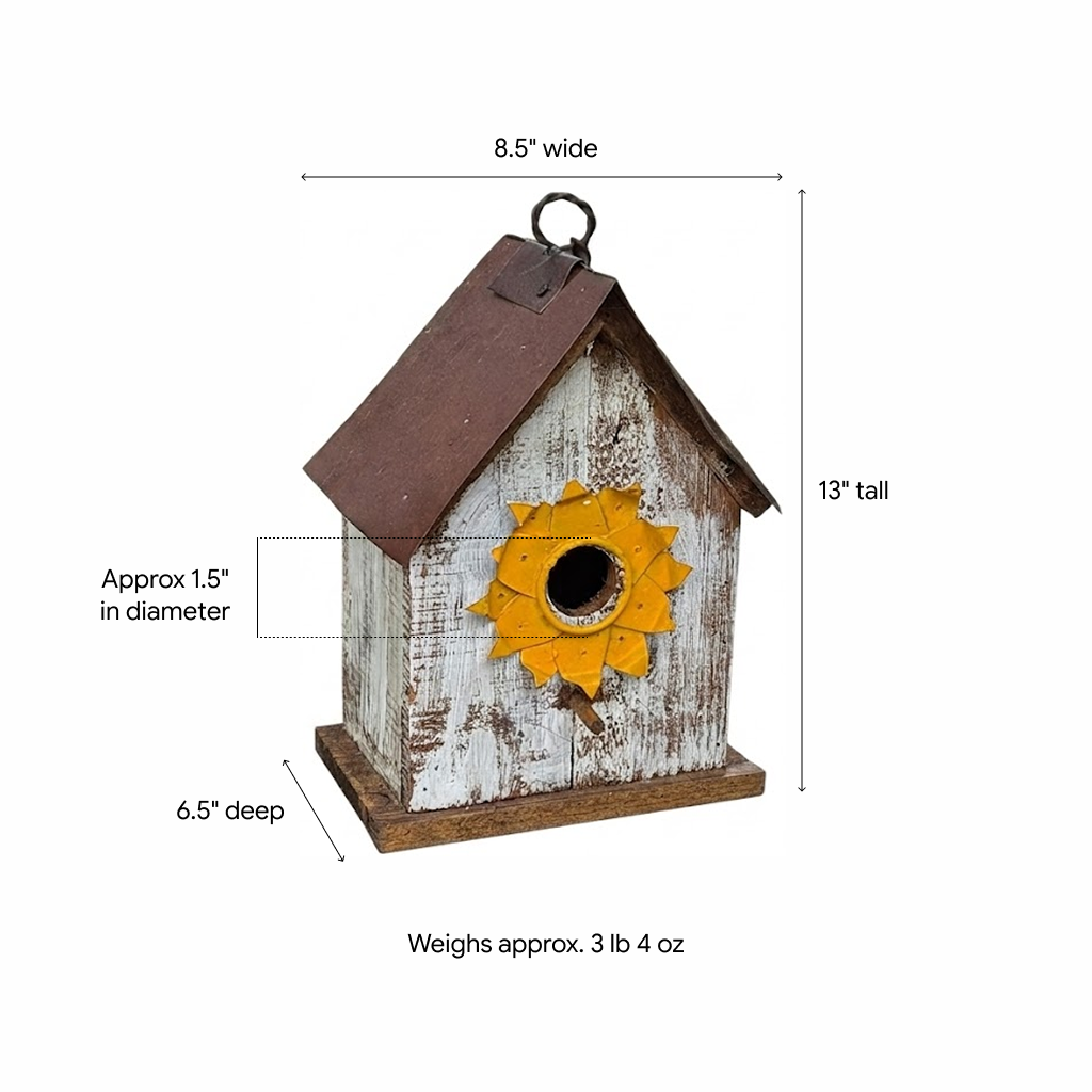 Wooden Birdhouse is Handmade Mexican Folk Art Garden Decor