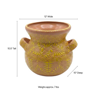 Yellow Sunburst Planter | 10.5" Round Mexican Flower Pot