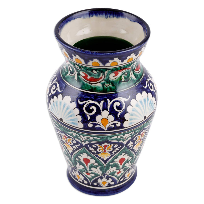 Handmade Vase | Rishtan Heritage Glazed Ceramics for Fresh or Dried Flowers, Indoor Home Decor