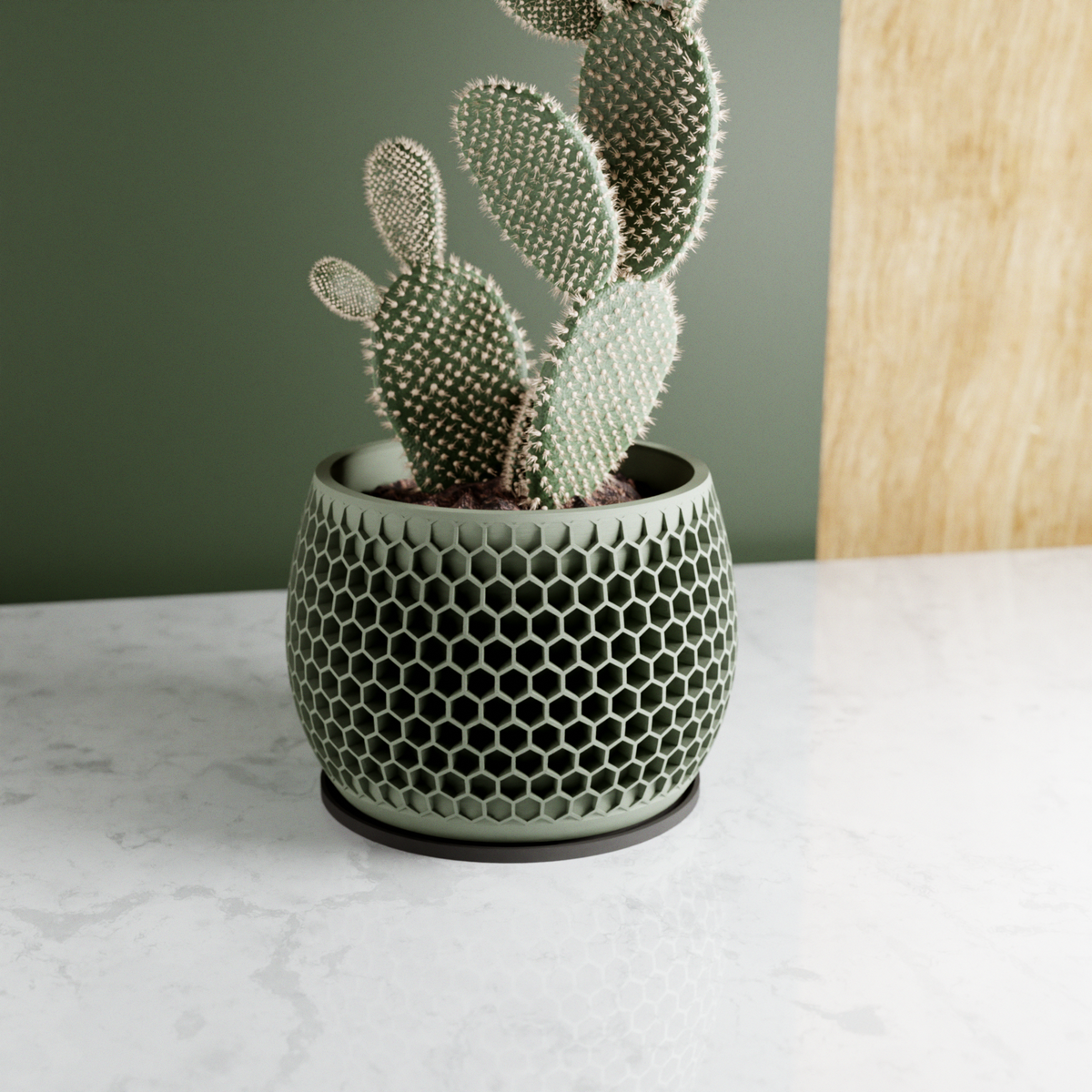 Honeycomb Succulent Planter With Drip Tray, Unique Flower Pot Home Decor, Housewarming Gift for Her, Large, Muted White Color