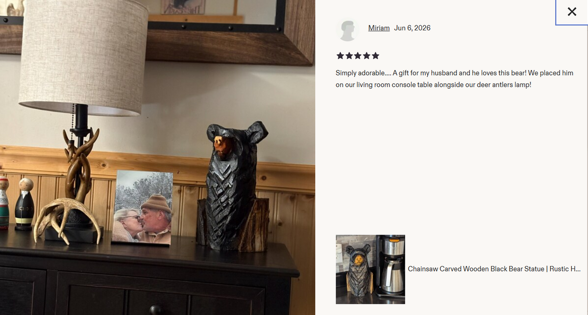 Black Bear Home Decor & Yard Art | Handmade by Chainsaw in Texas Wooden Statue for Your Kitchen Counter, Home Accent or Yard Art