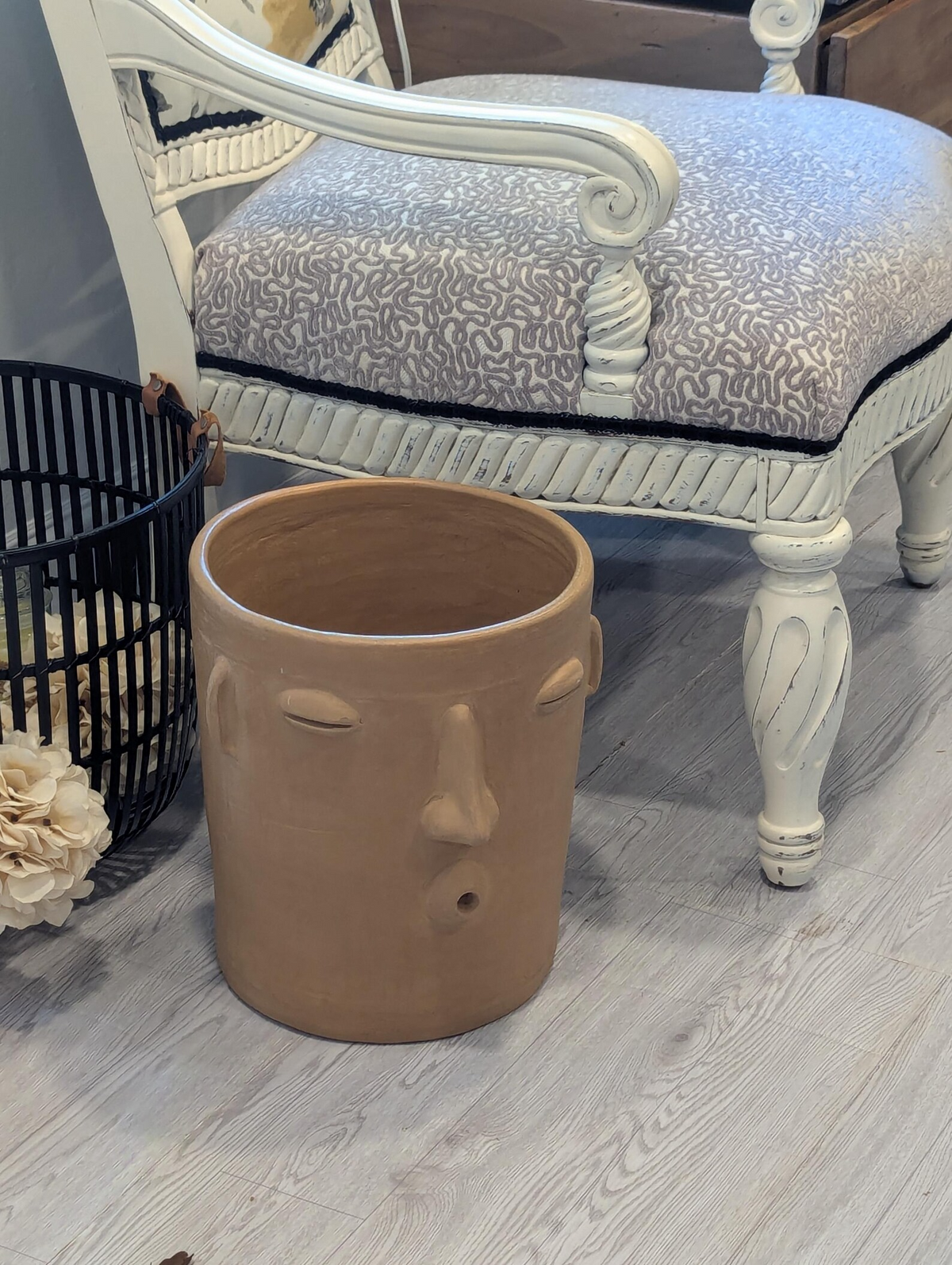 Big Face Planter & Whistler Flower Pot, Handmade Mexican Pottery of Atzompa Mexico, Indoor Outdoor Home Decor