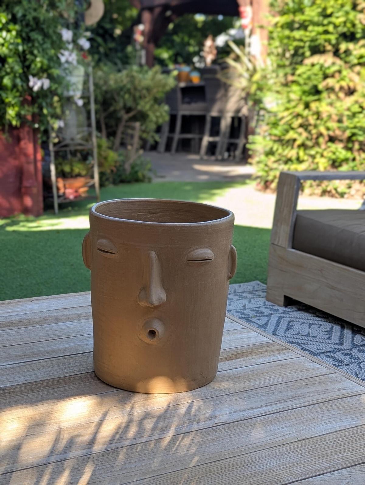 Big Face Planter & Whistler Flower Pot, Handmade Mexican Pottery of Atzompa Mexico, Indoor Outdoor Home Decor