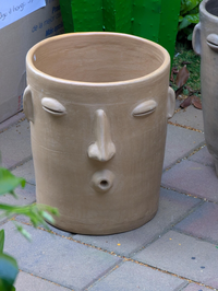 Big Face Planter & Whistler Flower Pot, Handmade Mexican Pottery of Atzompa Mexico, Indoor Outdoor Home Decor