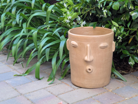 Big Face Planter & Whistler Flower Pot, Handmade Mexican Pottery of Atzompa Mexico, Indoor Outdoor Home Decor