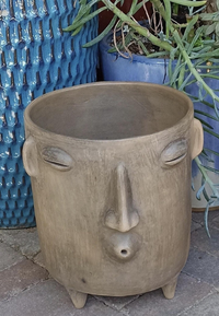 Big Face Planter & Whistler Flower Pot, Handmade Mexican Pottery of Atzompa Mexico, Indoor Outdoor Home Decor