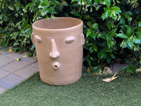 Big Face Planter & Whistler Flower Pot, Handmade Mexican Pottery of Atzompa Mexico, Indoor Outdoor Home Decor