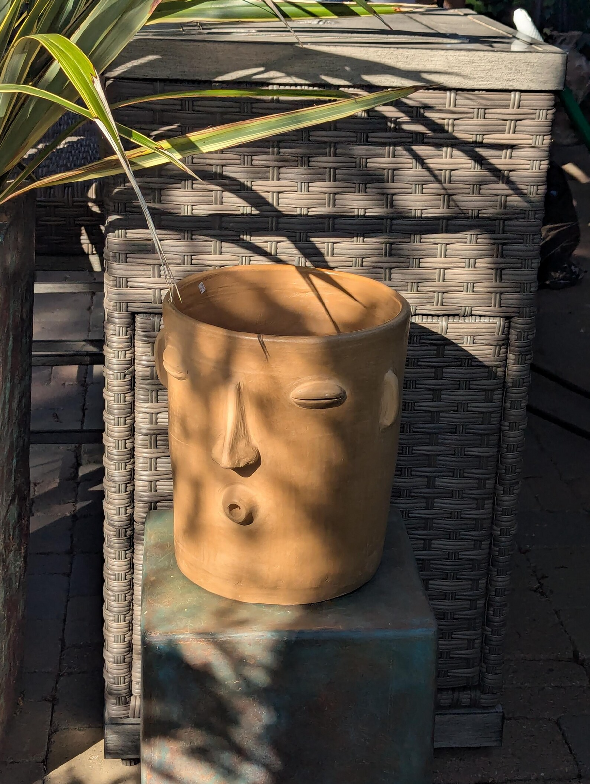 Big Face Planter & Whistler Flower Pot, Handmade Mexican Pottery of Atzompa Mexico, Indoor Outdoor Home Decor