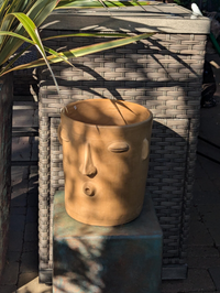 Big Face Planter & Whistler Flower Pot, Handmade Mexican Pottery of Atzompa Mexico, Indoor Outdoor Home Decor