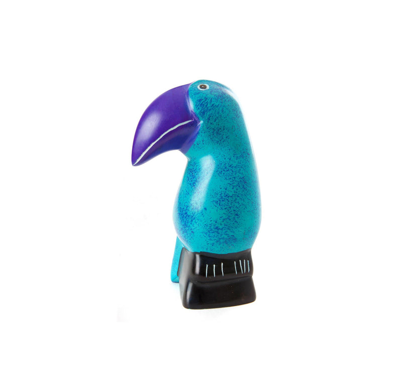 African Blue Toucan Home Decor & Paperweight, Soapstone by Kenyan Artisans, Housewarming Gift for Her